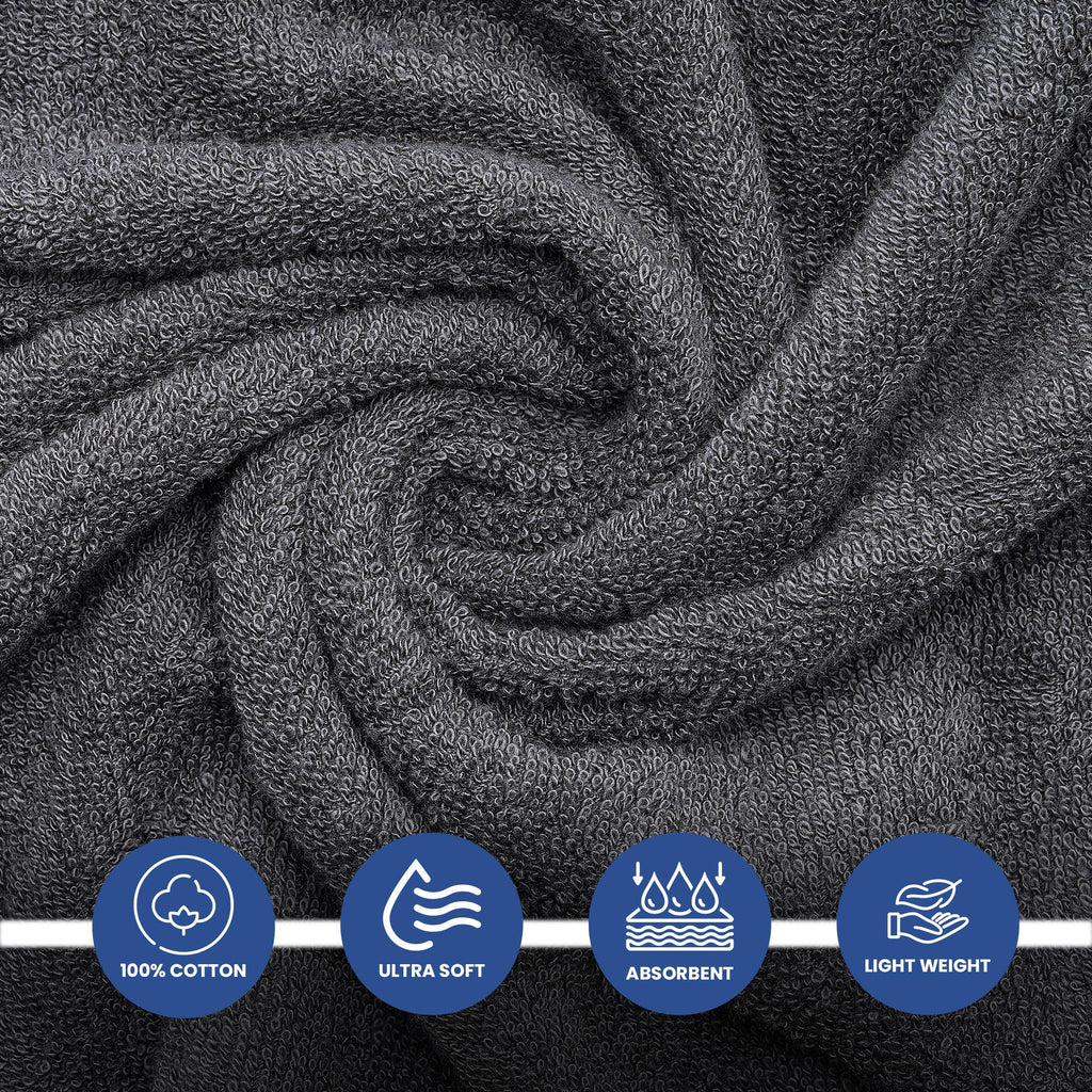 Linteum Textile 20x40 Inch, 100% Cotton Premium-Quality Hair Towels, Salon, Spa, Pool and Gym Towels 16s Ring Spun Quick Dry Fresh & Fluffy Absorbent and Plush