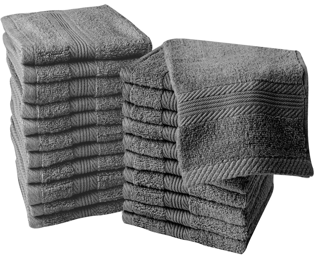 Linteum Textile Washcloth Set 100% Soft Cotton Zero Twist 16 Single Ring Spun Premium Washcloths Face Towel 13x13 Inch