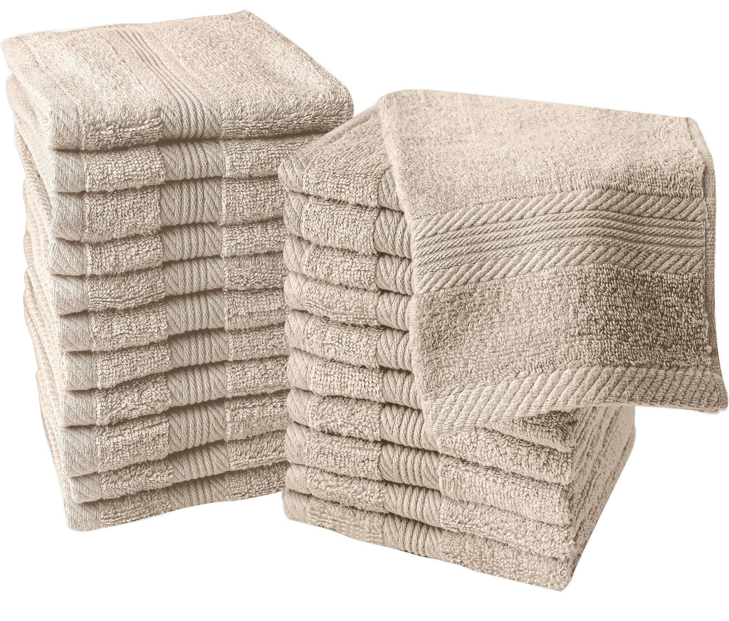 Linteum Textile Washcloth Set 100% Soft Cotton Zero Twist 16 Single Ring Spun Premium Washcloths Face Towel 13x13 Inch