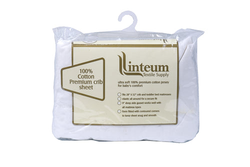 Ultra-Soft Cotton Premium White Jersey Crib Sheet 28x52x9 in.