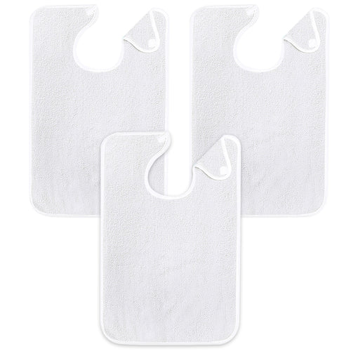 Linteum Textile (18x30 inches) 100% Cotton Premium Adult Bibs for Eating - Unisex Terry Bib for Elderly Men Women, Washable & Absorbent - Easy to Clean