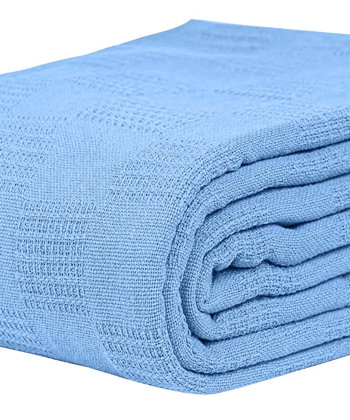Linteum Textile 74x100 in Hospital Thermal SNAGLESS Spread Blanket, 100% Cotton