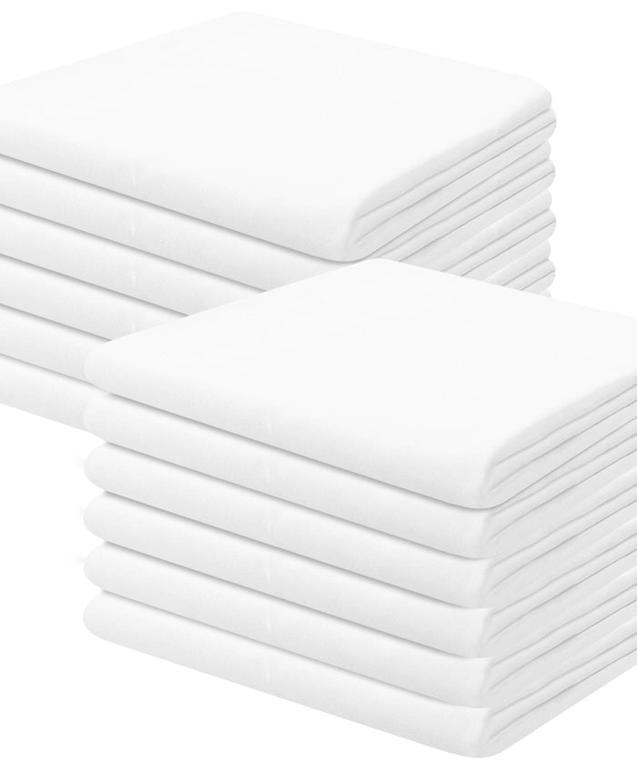 Linteum Textile 20x30 White Poly/Cotton Pillowcases Set–Queen/Standard Size, T-180 Quality, Soft, Wrinkle-Free, Shrink-Resistant Pillowcase Cover–for Hotels, Spa, Home, Dorms and Hospitals