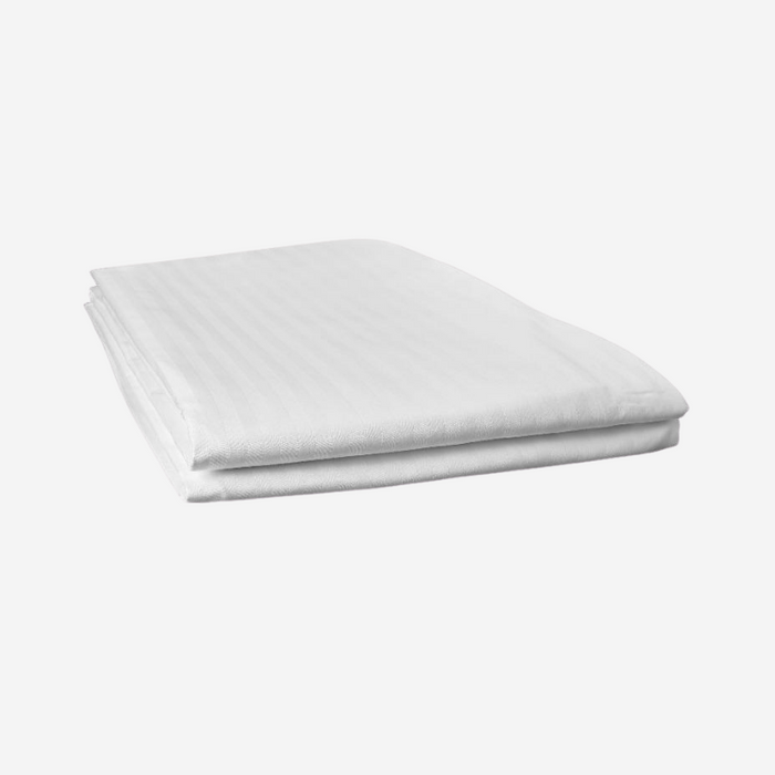 Linteum Textile Polycotton Striped Fitted Sheets, 250 Thread Count, White with Woven White Stripes