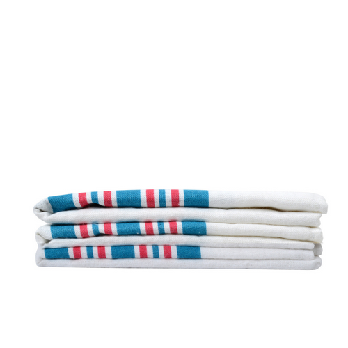 Linteum Textile 30x40 in Receiving Hospital Baby Blankets, 100% Cotton, Classic White w/Blue & Pink Stripes